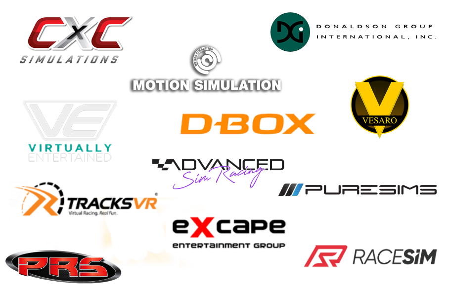 Excape Entertainment, Virtually Entertained, Pro Racing Simulators, Base Performance Simulators, Donaldson Group International, DBox, Vesaro, Puresims, Motion Simulation, CXC Simulators